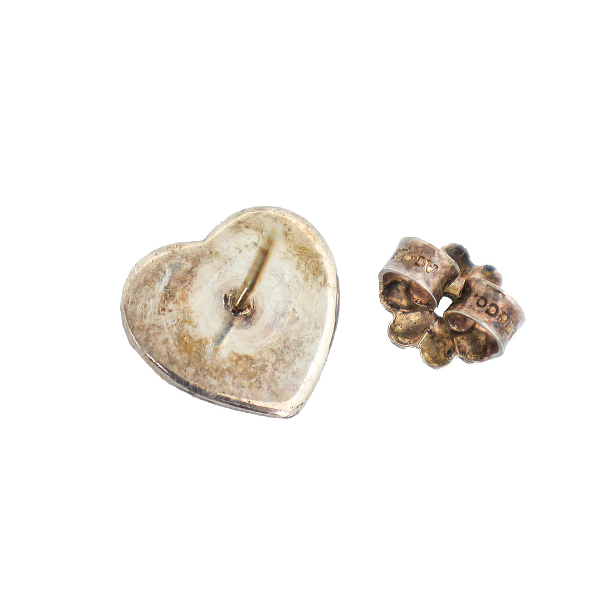 Tiffany & Co Silver Heart Tag Stud Mini Earrings
