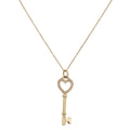Tiffany & Co 18K Yellow Gold Diamond Heart Key Pendant Necklace