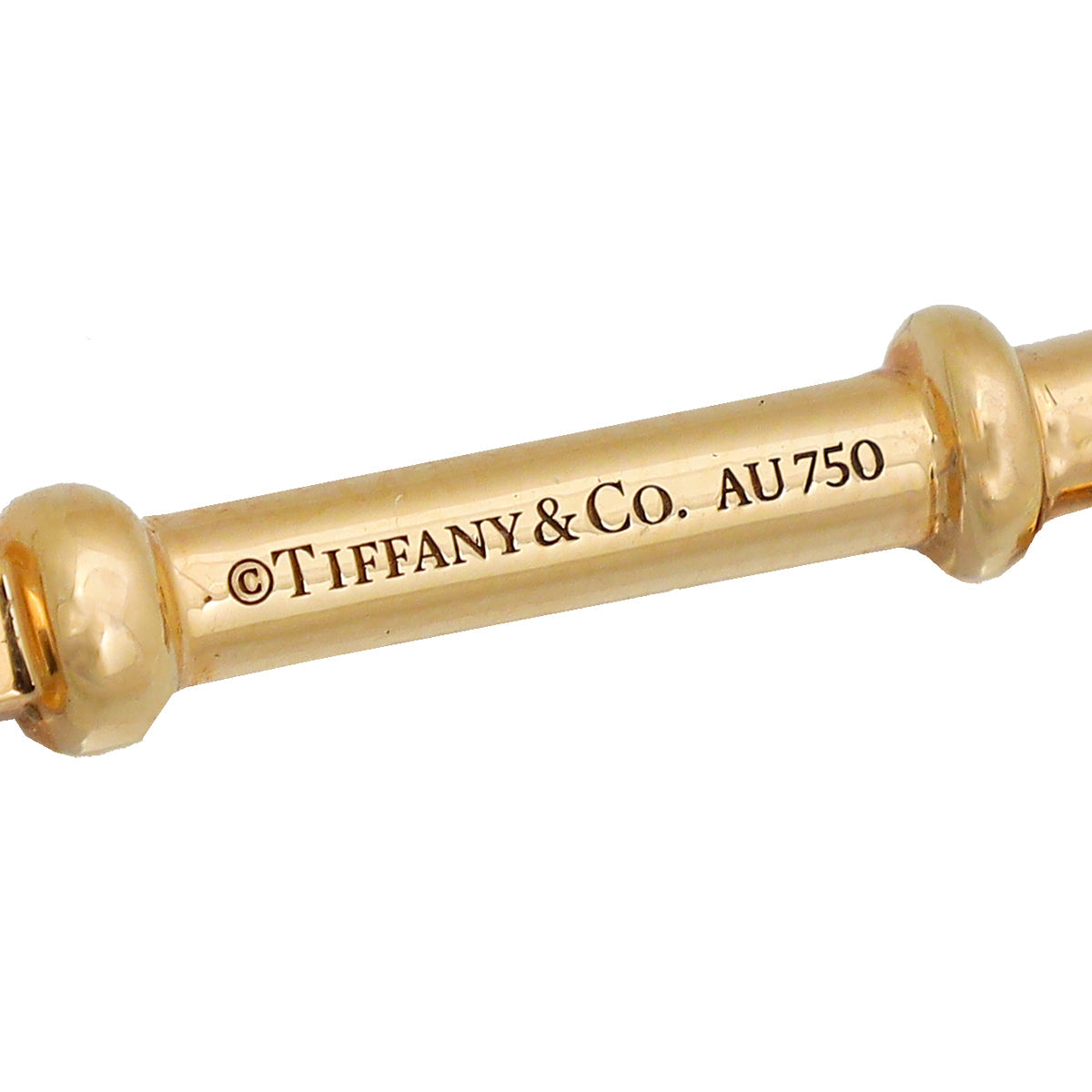 Tiffany & Co 18K Yellow Gold Diamond Heart Key Pendant Necklace