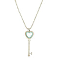 Tiffany & Co Sterling Silver Beaded Heart Key Pendant Necklace