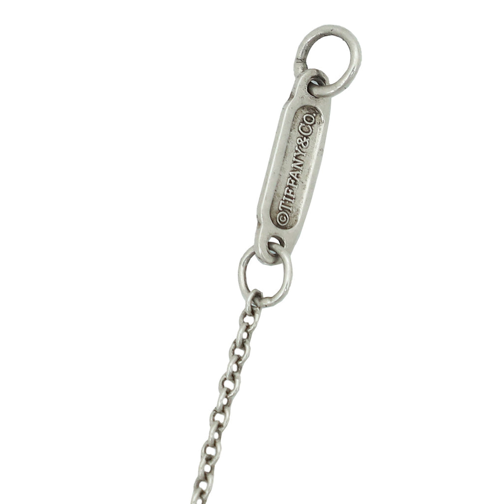 Tiffany & Co Blue Enamel Heart Key Pendant Necklace
