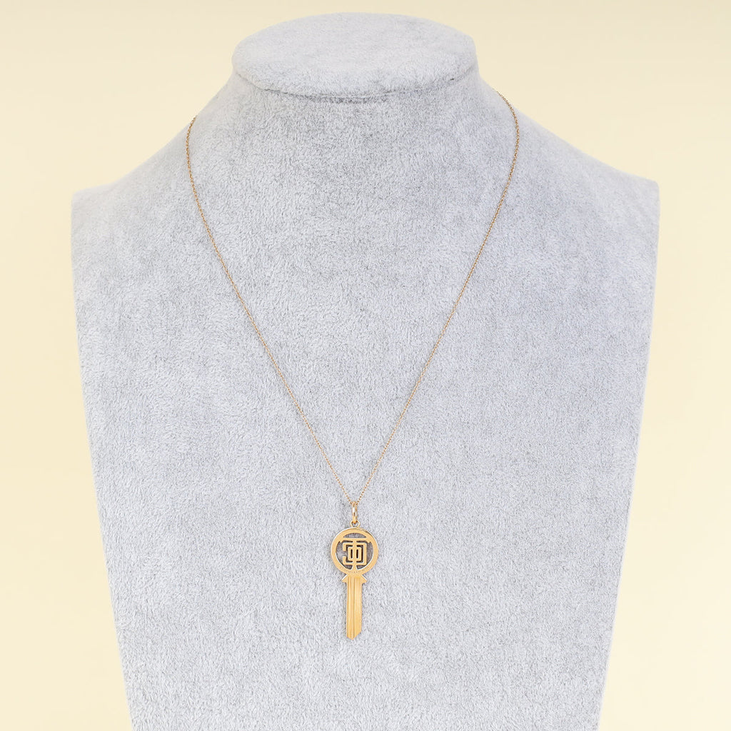 Tiffany & Co. 18K Rose Gold Modern Key Logo Pendant Necklace