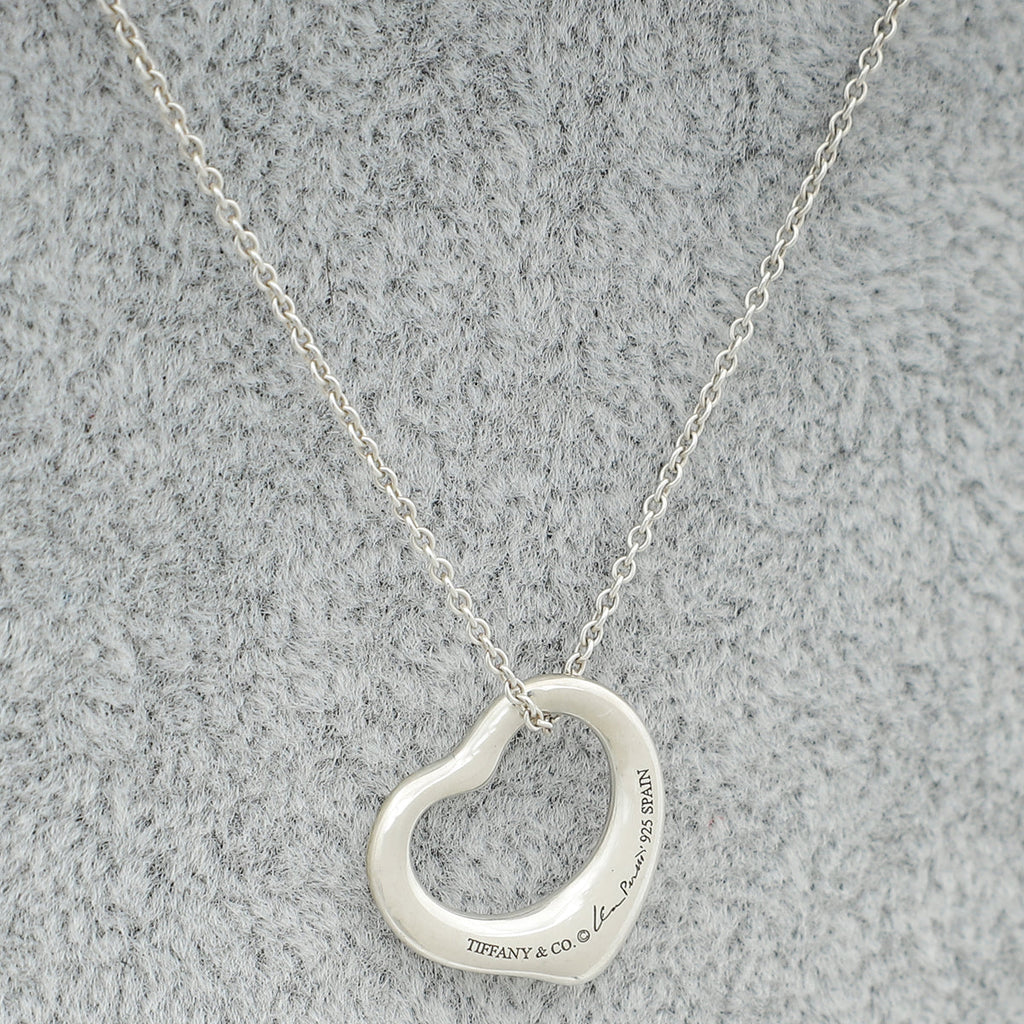 Tiffany & Co Silver Elsa Peretti Open Heart Pendant Necklace