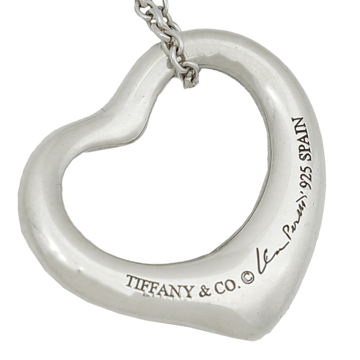Tiffany & Co Silver Elsa Peretti Open Heart Pendant Necklace