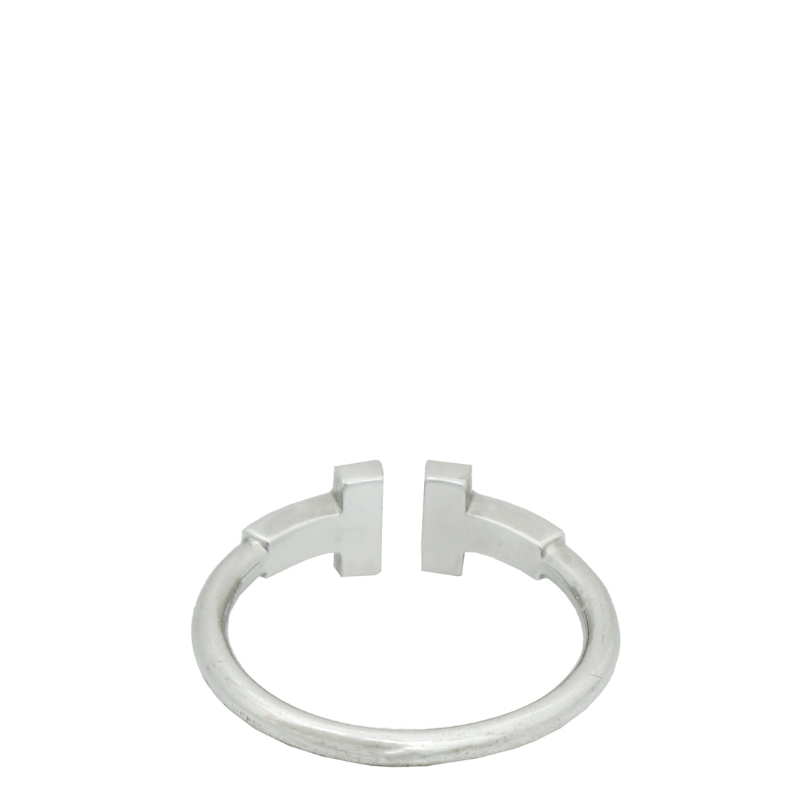 Tiffany & Co 18K White Gold Diamond T Wire Ring 51
