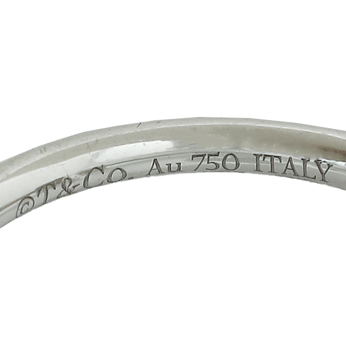 Tiffany & Co 18K White Gold Diamond T Wire Ring 51