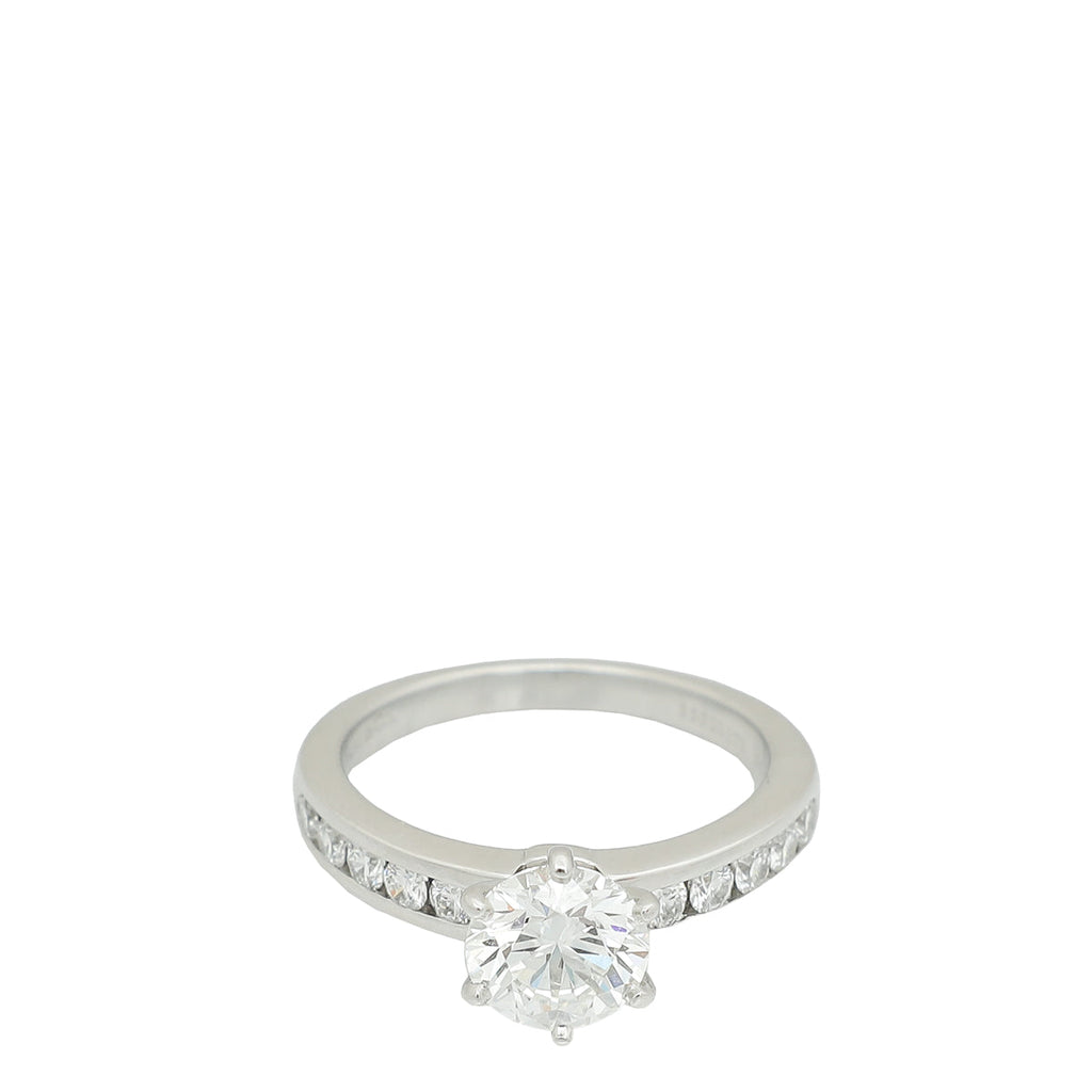 Tiffany & Co, Platinum Setting Engagement Ring with a Channel-set Diamond Band