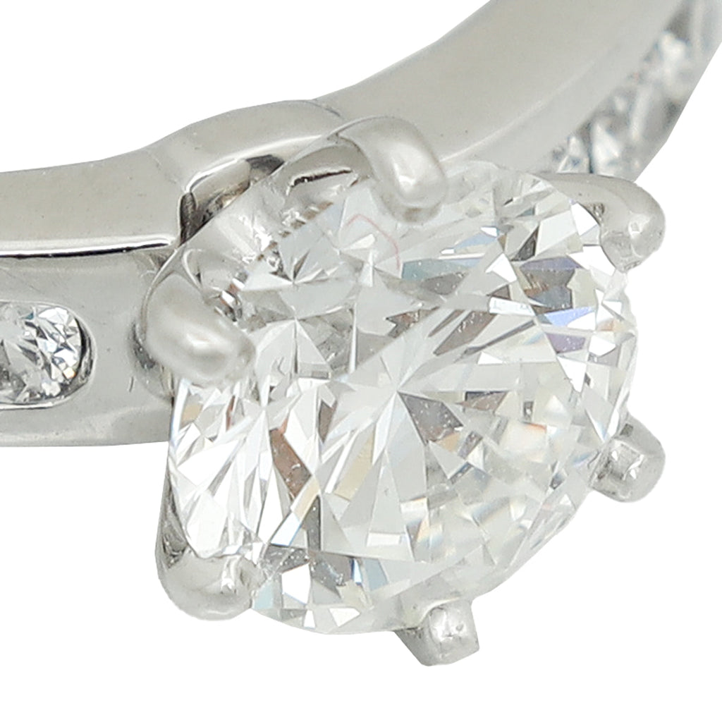 Tiffany & Co, Platinum Setting Engagement Ring with a Channel-set Diamond Band