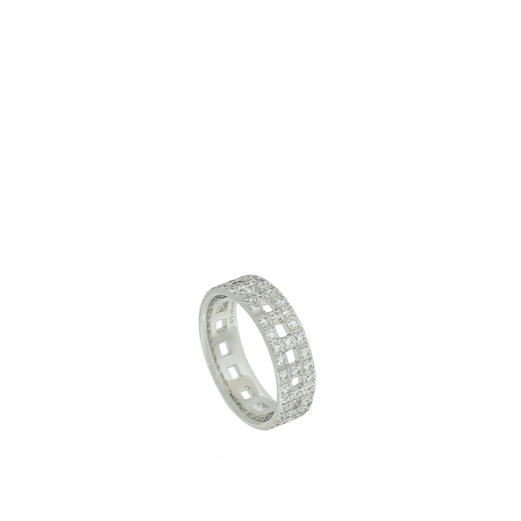 Tiffany & Co 18K White Gold Diamond T True Wide Ring 52