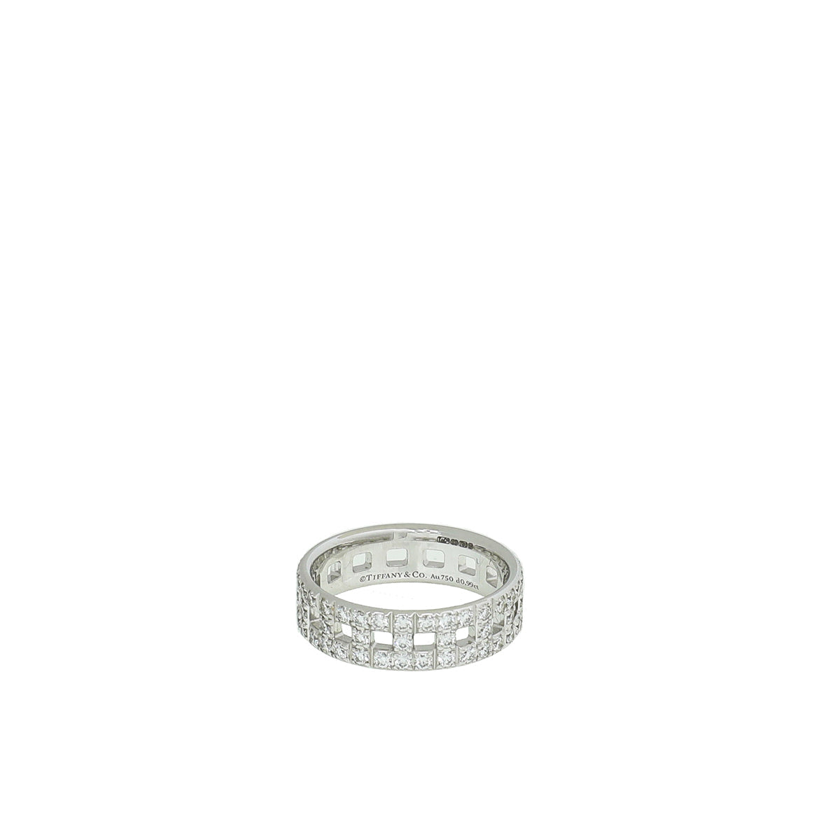 Tiffany & Co 18K White Gold Diamond T True Wide Ring 52