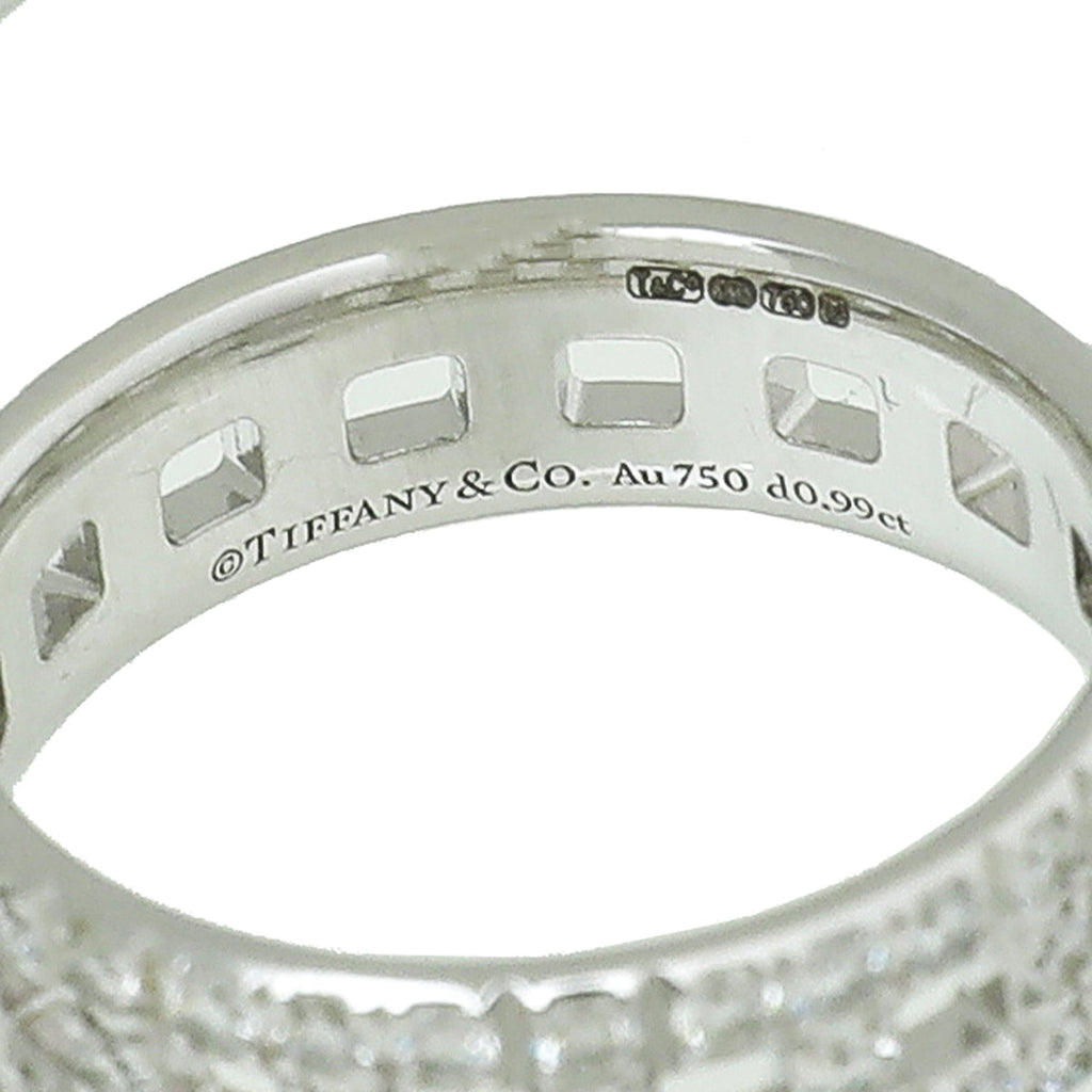 Tiffany & Co 18K White Gold Diamond T True Wide Ring 52