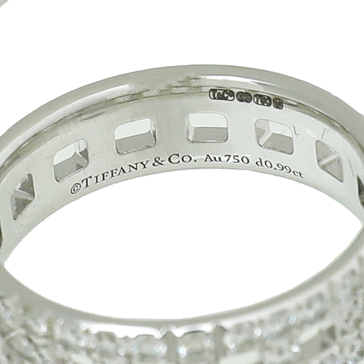 Tiffany & Co 18K White Gold Diamond T True Wide Ring 52