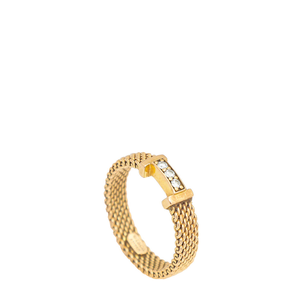 Tiffany & Co 18K Pink Gold Diamond Somerset Narrow Band Ring 47