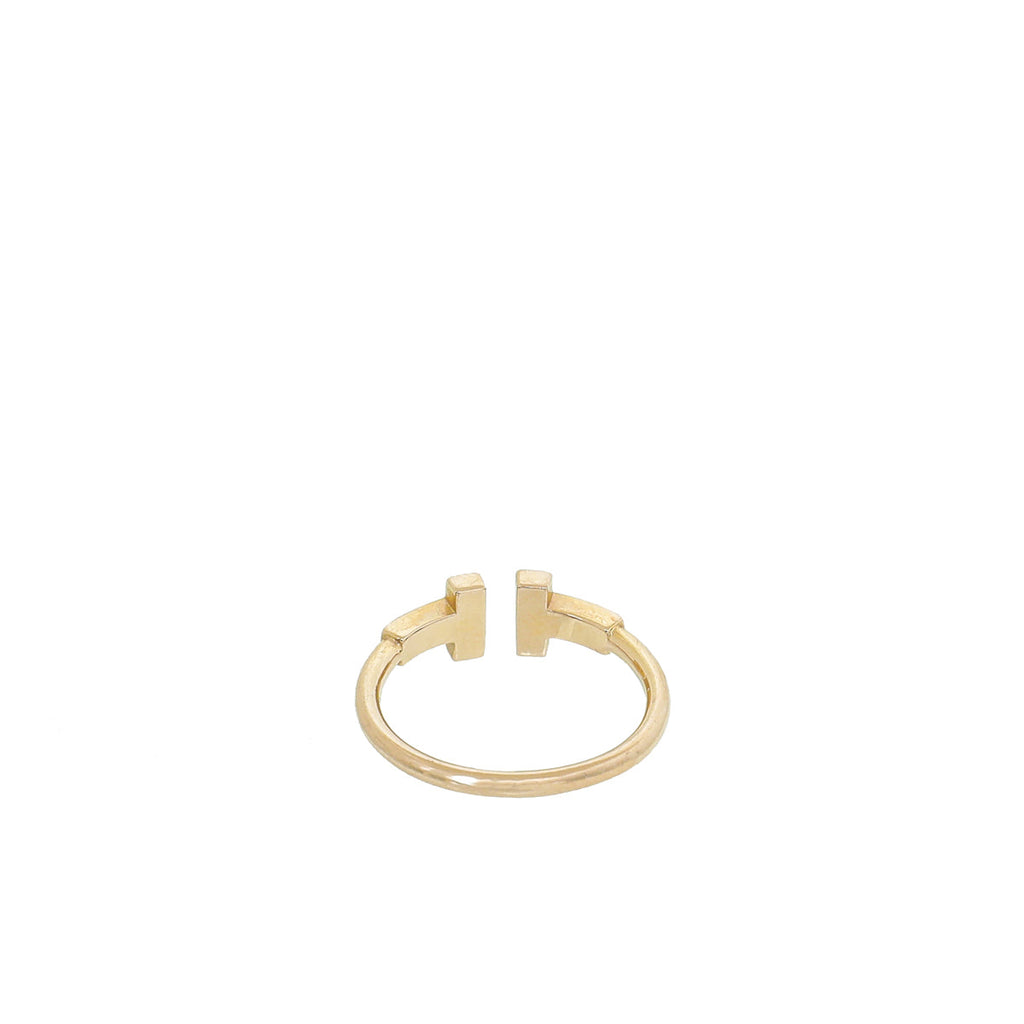 Tiffany & Co 18K Pink Gold Diamond T Wire Ring 8