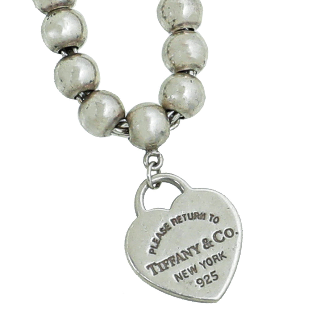Tiffany & Co Blue Heart Tag Bead Bracelet