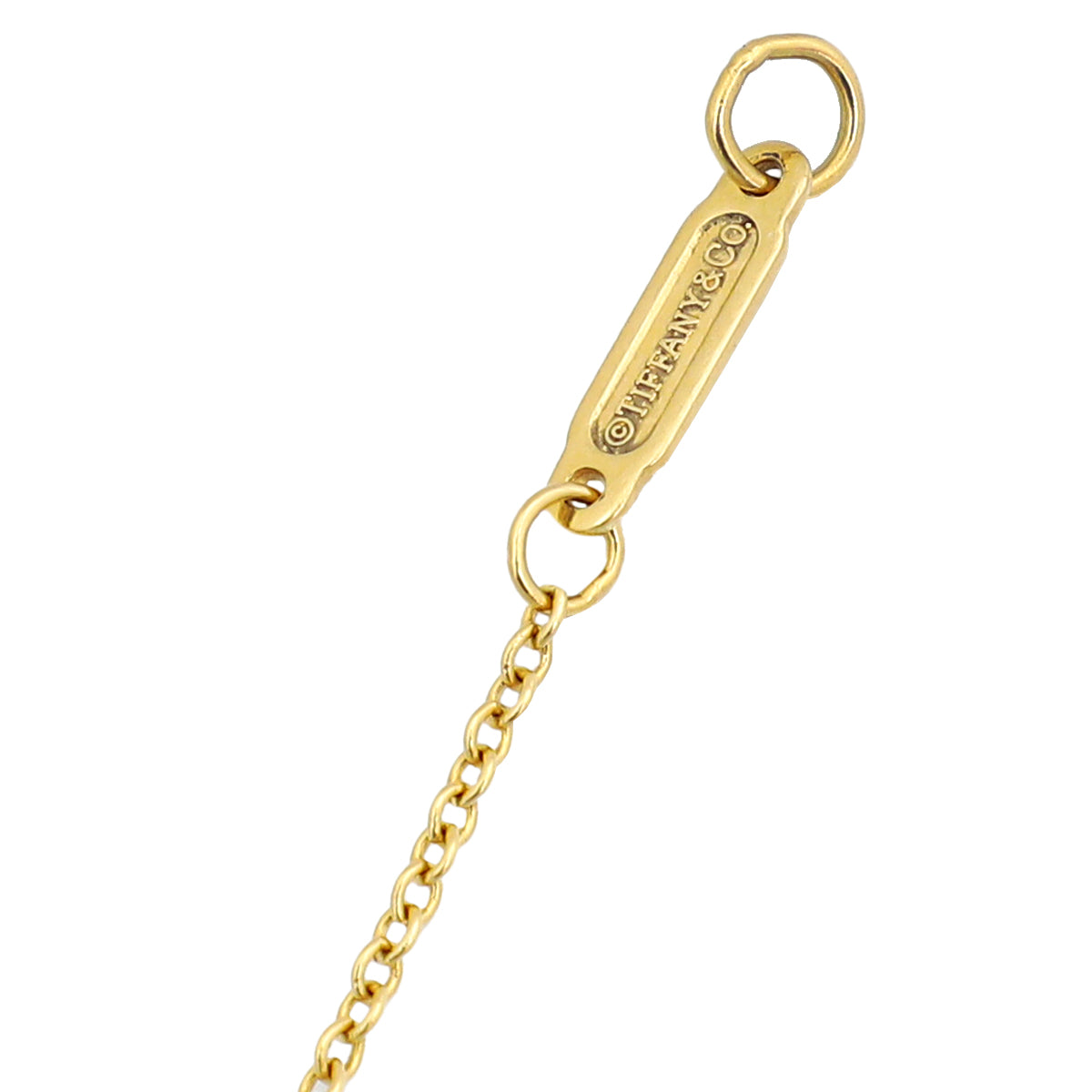 Tiffany & Co. 18K Yellow Gold Mini Vintage Oval Key Diamond Necklace