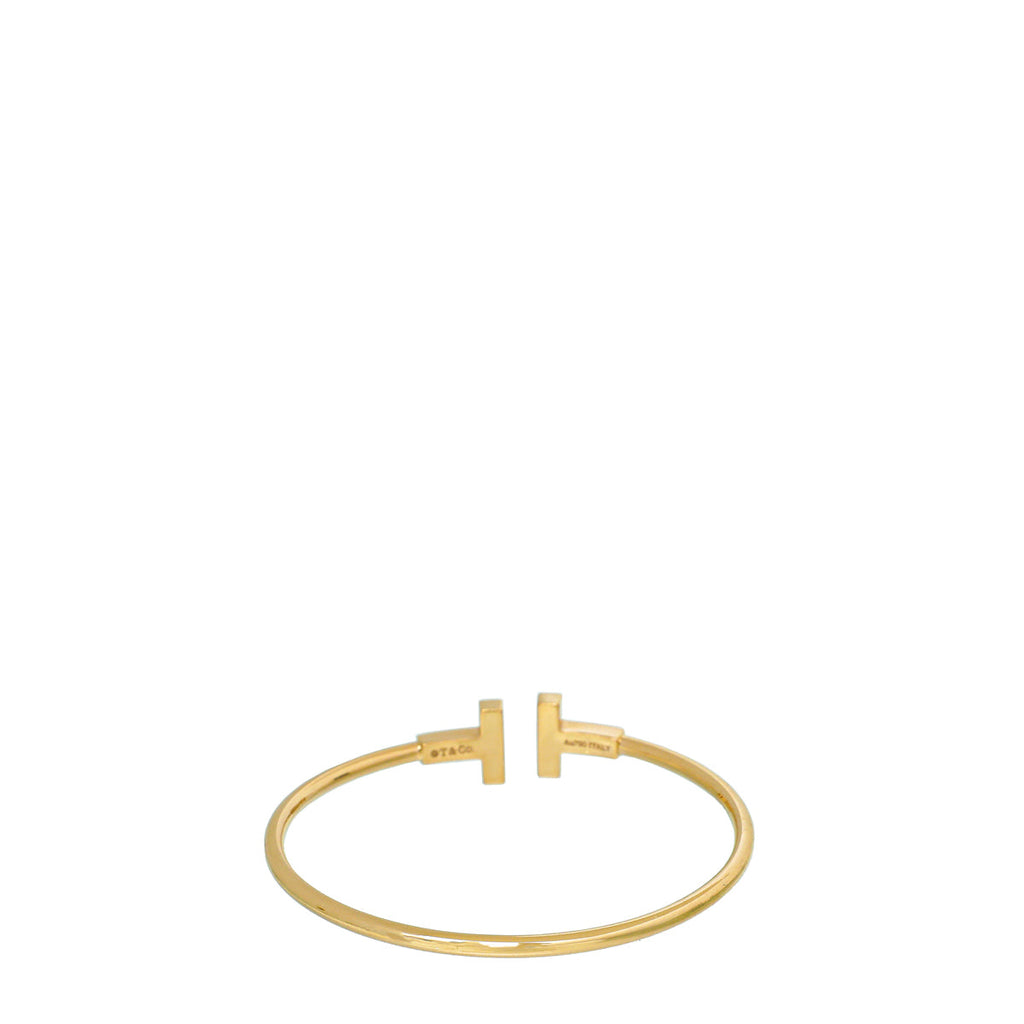Tiffany & Co 18K Rose Gold Onyx T Narrow Wire Small Bracelet