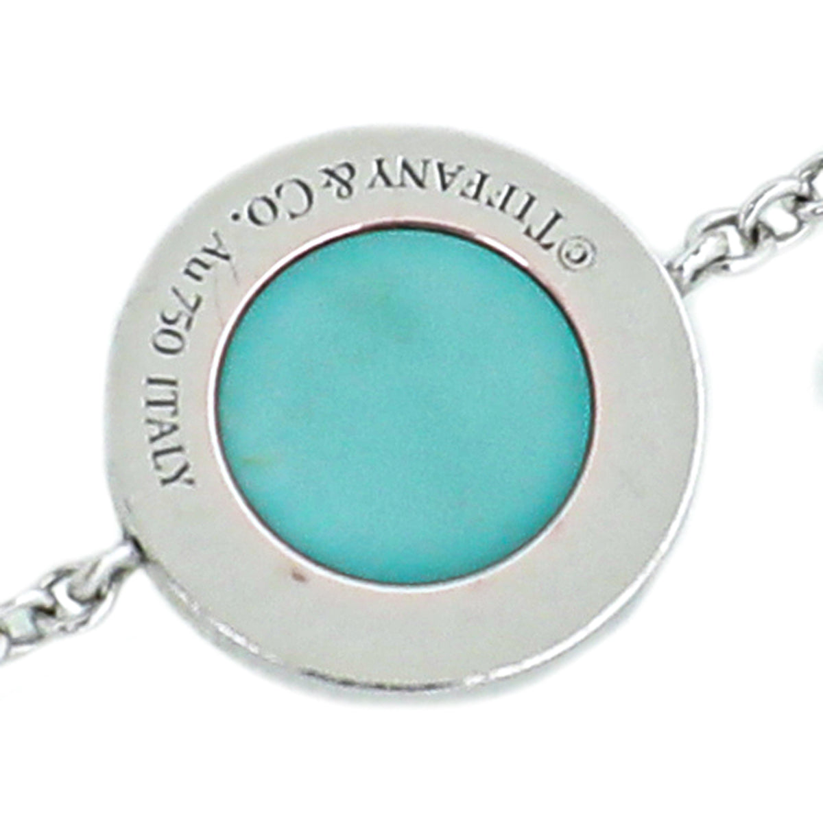 Tiffany & Co 18K White Gold T Diamond and Turquoise Circle Bracelet