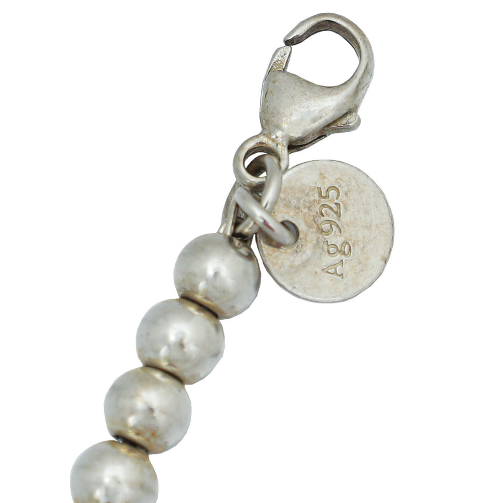 Tiffany & Co Silver Mini Heart Tag 1 Diamond Bead Bracelet