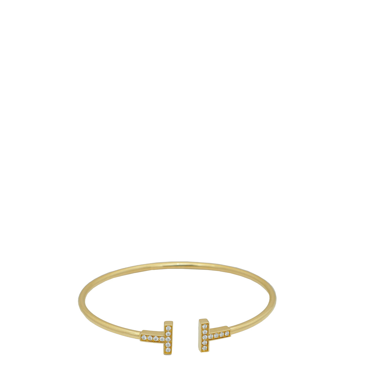 Tiffany & Co 18K Yellow Gold Diamond T Wire Medium Bracelet