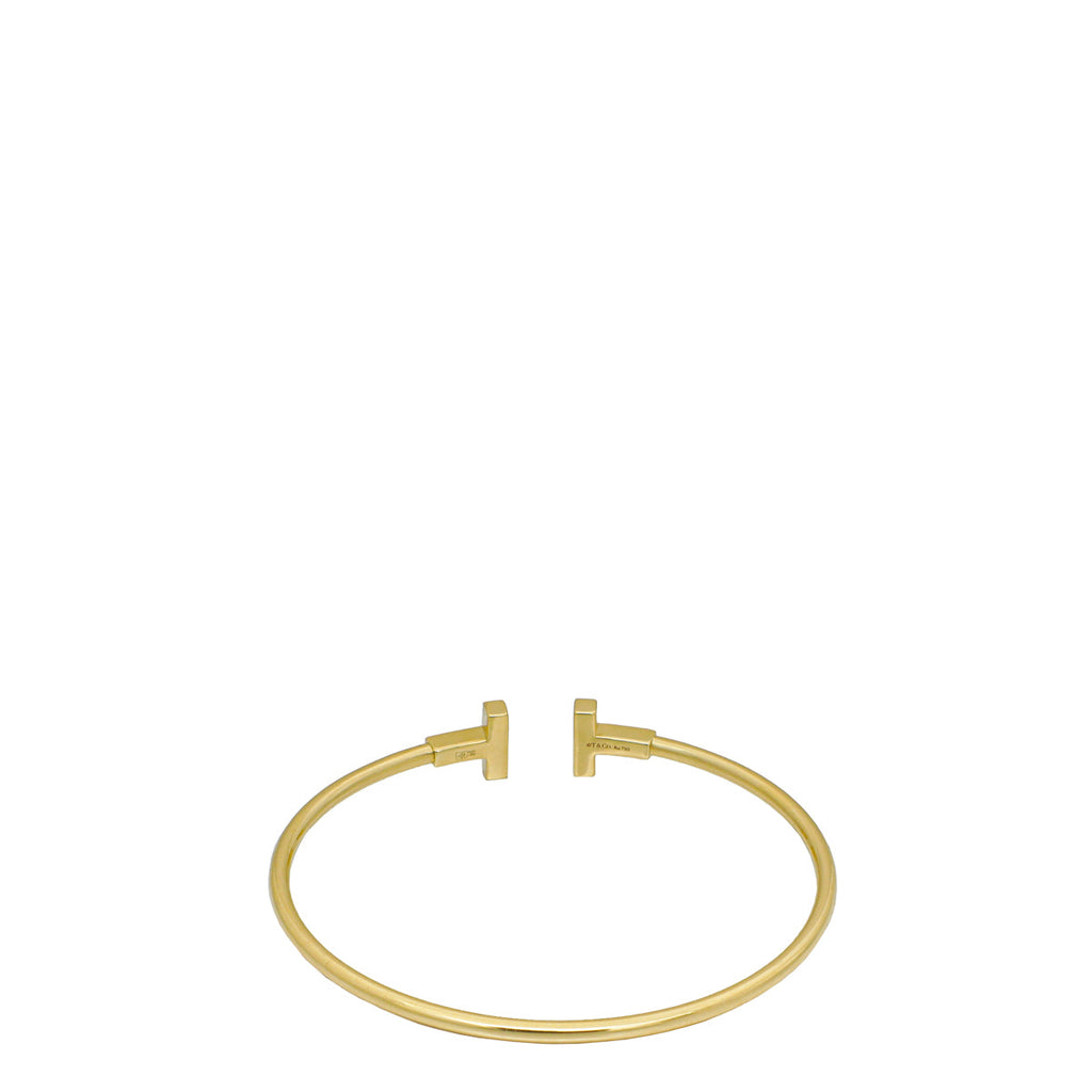 Tiffany & Co 18K Yellow Gold Diamond T Wire Medium Bracelet