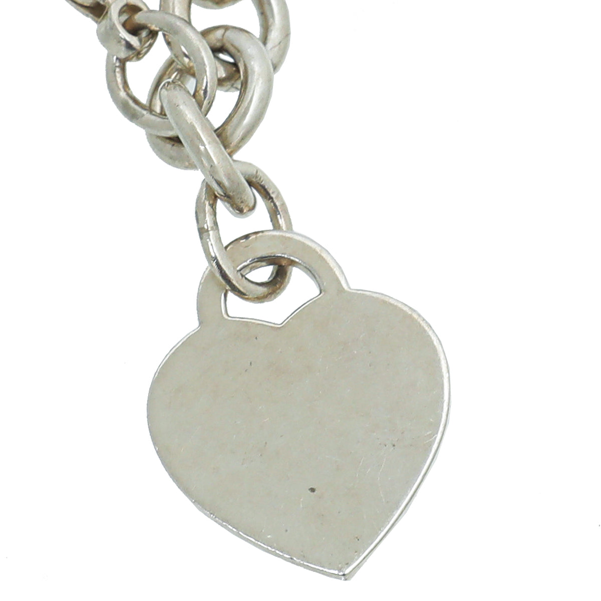 Tiffany & Co Sterling Silver Chain Link Heart Tag Charm Bracelet