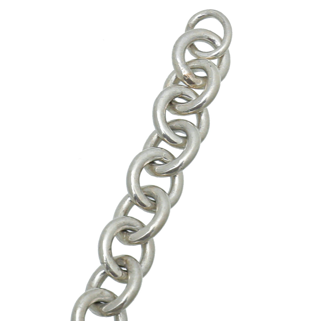 Tiffany & Co Sterling Silver Chain Link Heart Tag Charm Bracelet