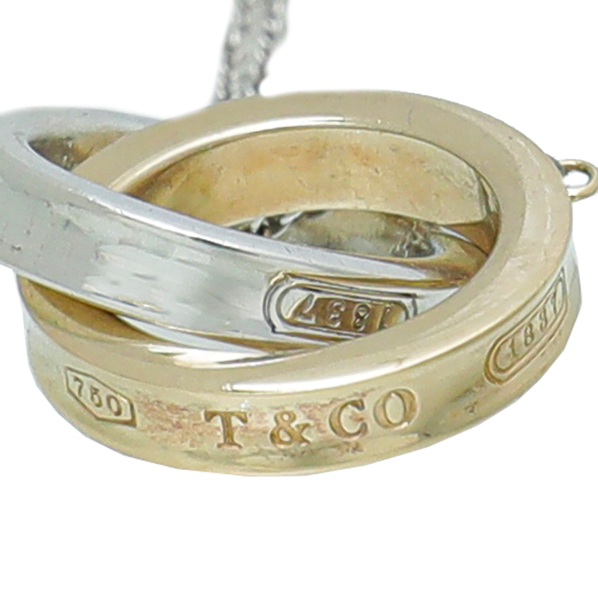 Tiffany & Co 18K Yellow Gold Sterling Silver Interlocking Circles Necklace