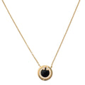 Tiffany & Co 18K Pink Gold Diamond Onyx Small Motif T Circle Pendant Necklace