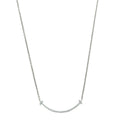 Tiffany & Co 18K White Gold Diamond T Smile Small Motif Pendant Necklace