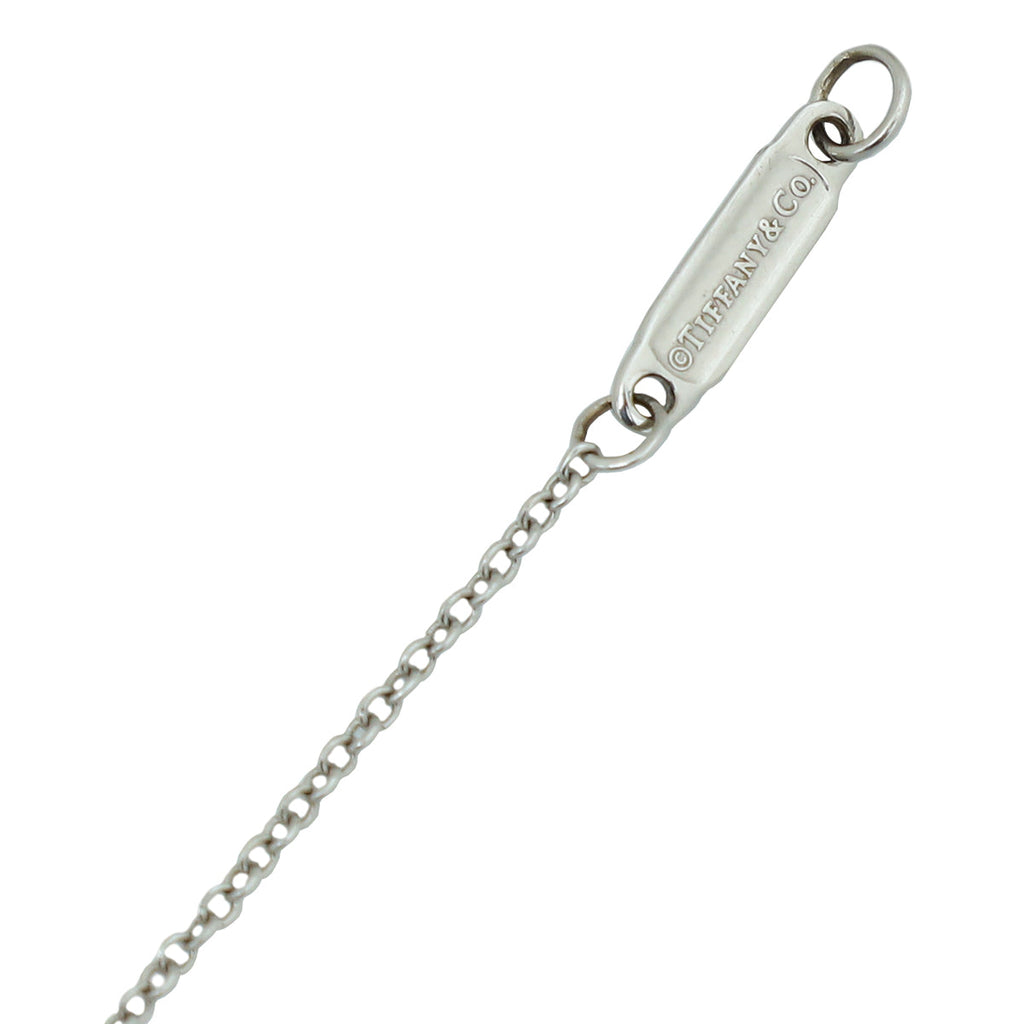 Tiffany & Co 18K White Gold Diamond T Smile Small Motif Pendant Necklace
