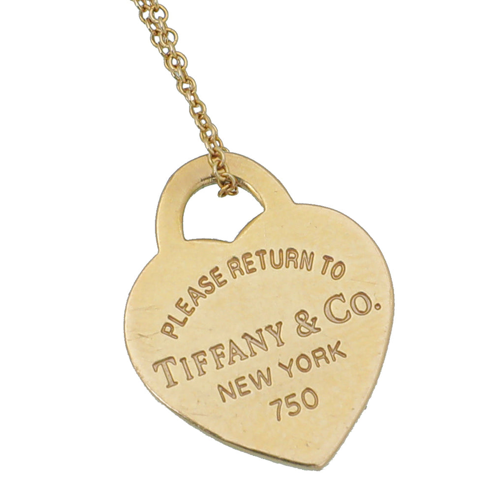 Tiffany & Co 18K Pink Gold Heart Tag Pendant Necklace