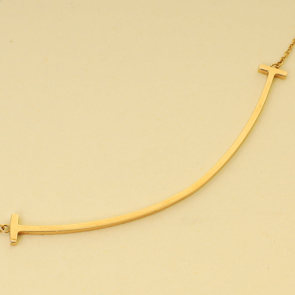 Tiffany & Co. 18K Pink Gold T Smile Pendant Necklace Large Model