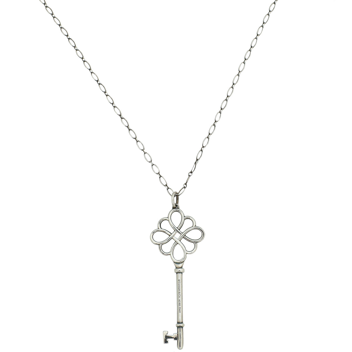 Tiffany & Co Sterling Silver Knot Key Pendant Necklace