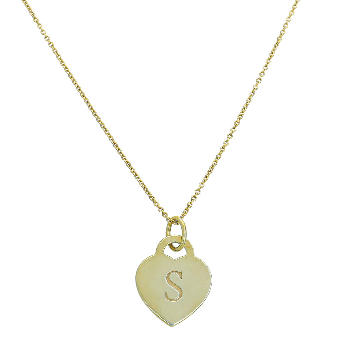 Tiffany & Co Silver Gold Plated Heart Tag S Letter Pendant Necklace