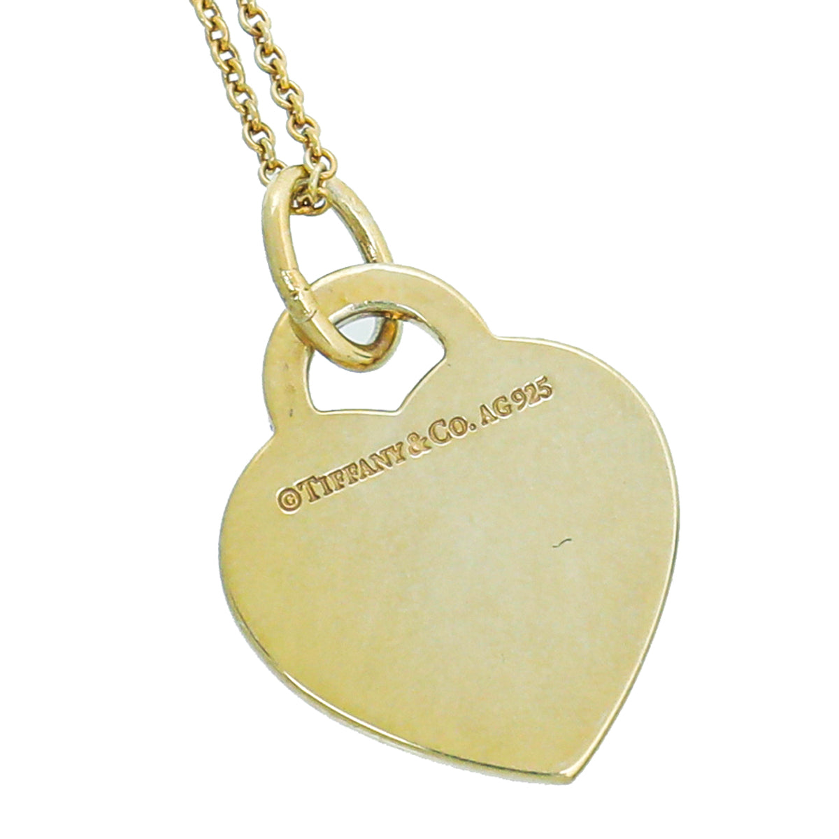 Tiffany & Co Silver Gold Plated Heart Tag S Letter Pendant Necklace