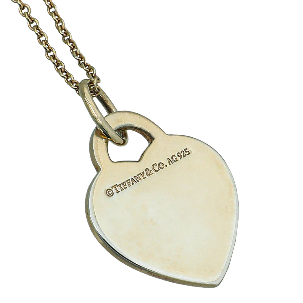 Tiffany & Co Silver Gold Plated Heart Tag "D" Letter Pendant Necklace