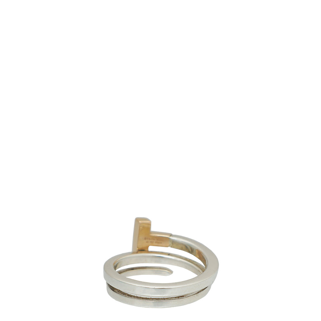Tiffany & Co 18K Rose Gold and Silver T Wrap Ring 53