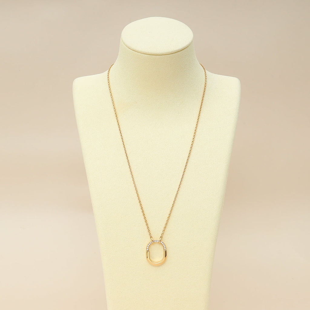 Tiffany & Co. 18K Rose Gold Tiffany Lock Diamond Small Pendant Necklace