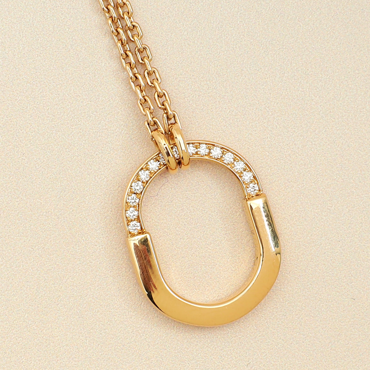 Tiffany & Co. 18K Rose Gold Tiffany Lock Diamond Small Pendant Necklace