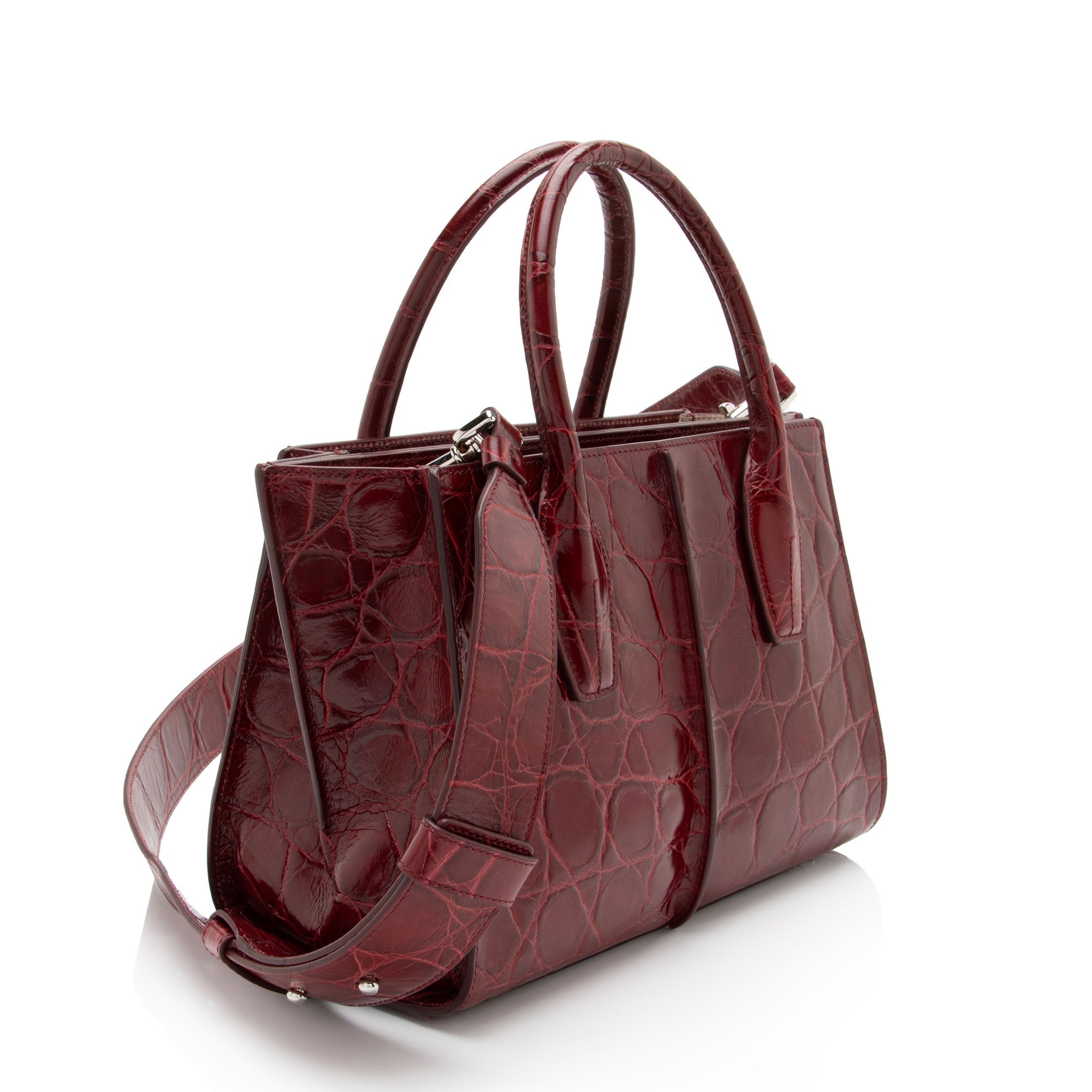 Tod's Croc Embossed Leather Holly Small Tote
