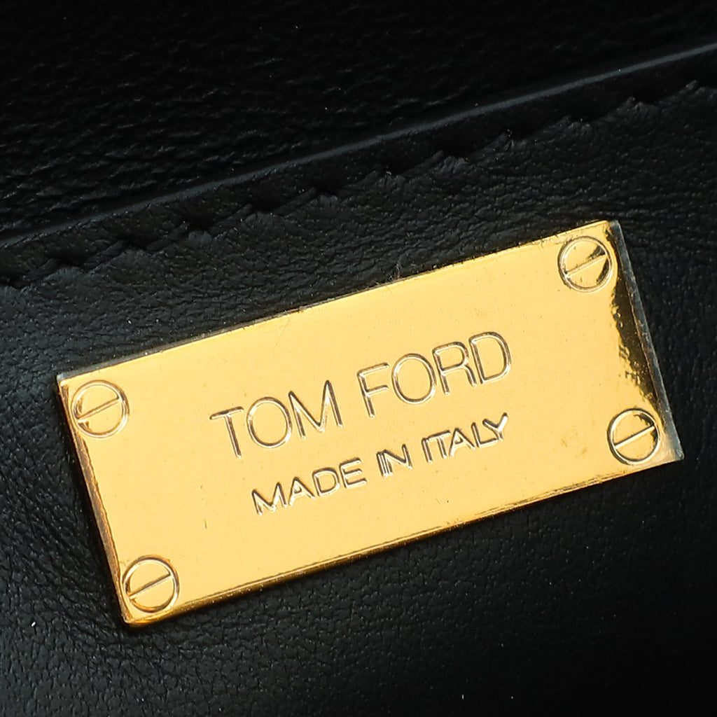 Tom Ford Metallic Gold Lizard Embossed Cosmo T Lock Small Shoulder Bag
