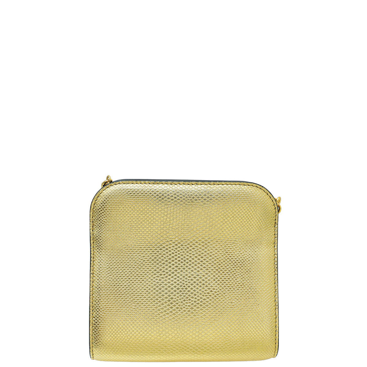 Tom Ford Metallic Gold Lizard Embossed Cosmo T Lock Small Shoulder Bag