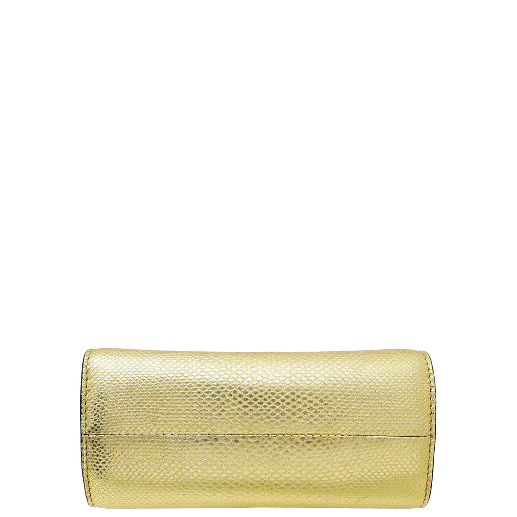 Tom Ford Metallic Gold Lizard Embossed Cosmo T Lock Small Shoulder Bag