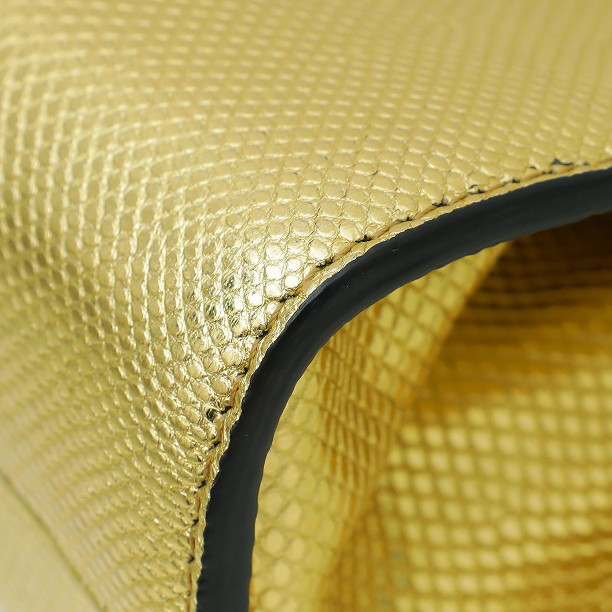 Tom Ford Metallic Gold Lizard Embossed Cosmo T Lock Small Shoulder Bag