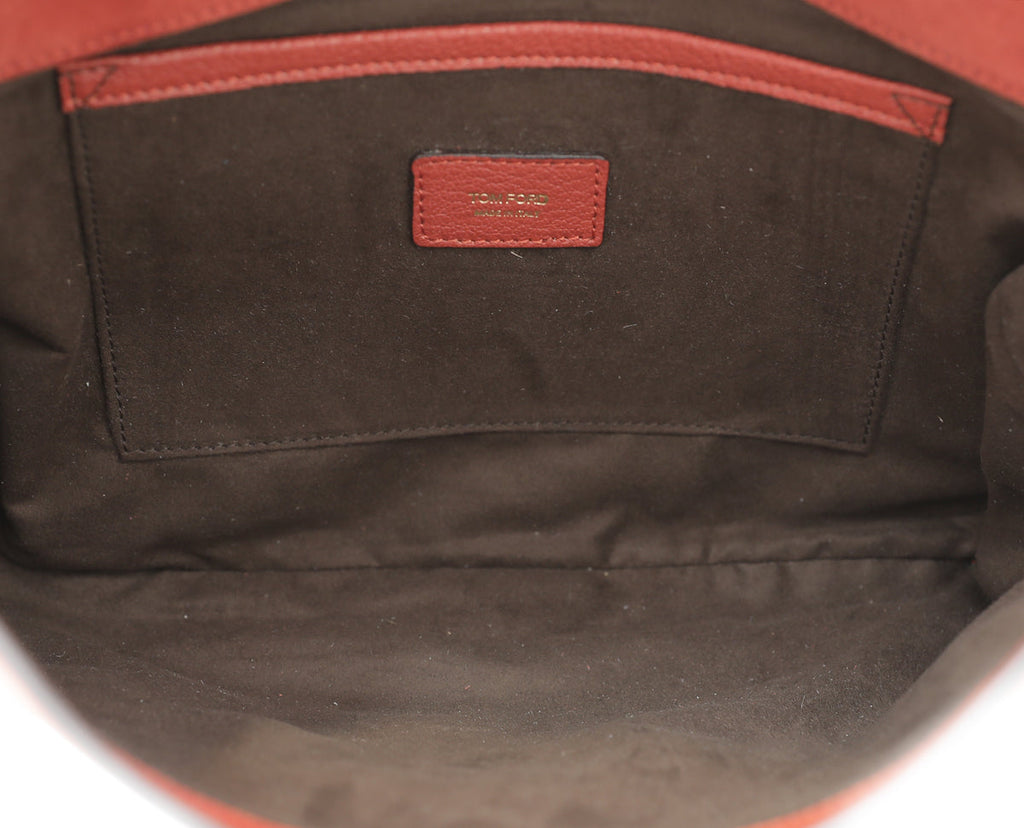 Tom Ford Rust Orange Suede Natalia Convertible Clutch Bag