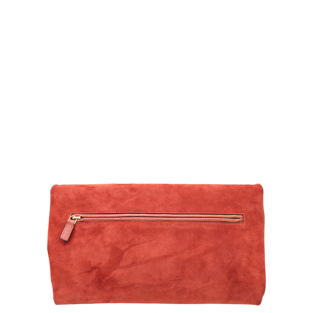 Tom Ford Rust Orange Suede Natalia Convertible Clutch Bag