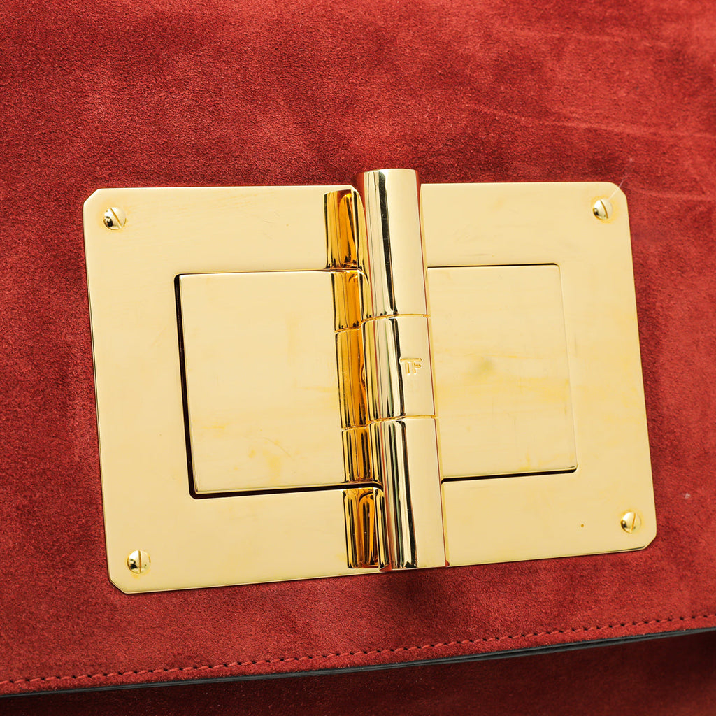 Tom Ford Rust Orange Suede Natalia Convertible Clutch Bag