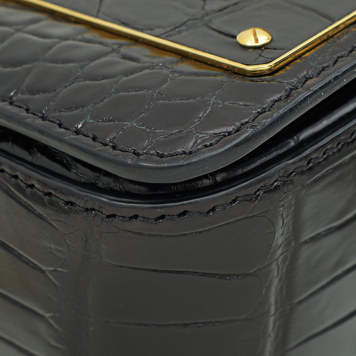 Tom Ford Black Alligator Chain Natalia Shoulder Bag