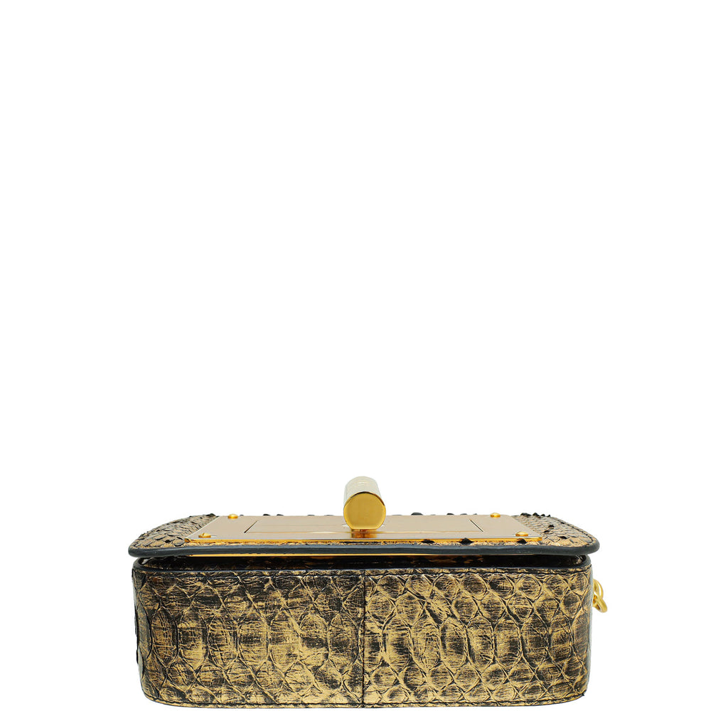 Tom Ford Metallic Gold Python Natalia Chain Flap Small Bag